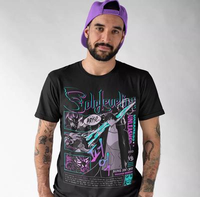 100% Cotton TOPS UNISEX TEES MENS WOMENS Solo Leveling T-Shirt Sung Jinwoo Liu Zhigang Anime Jonas Reiji Shirt All Size