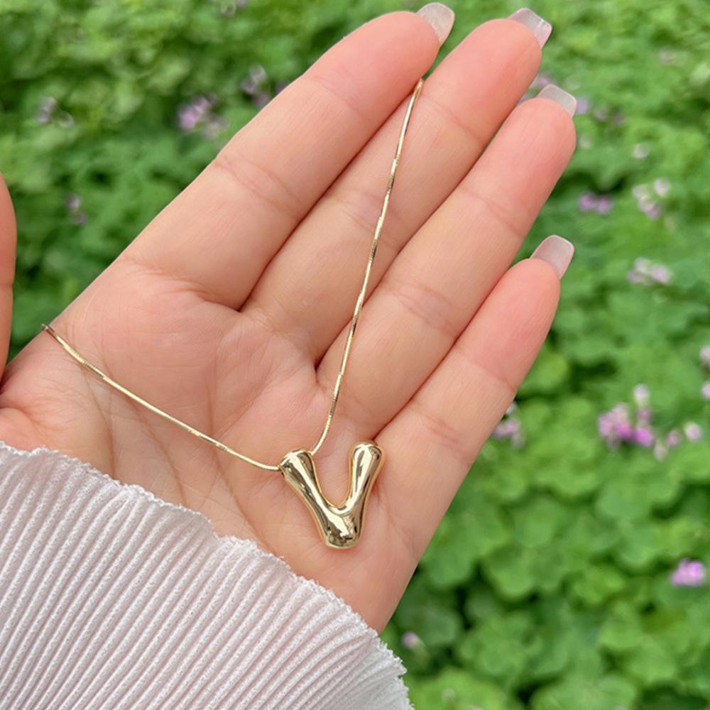 18K Gold Copper-Plated A-Z Balloon Bubble Alphabet Pendant Necklace, 2024 Stylish Glossy Design.