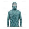Mens Quick-Dry Ice Silk Long Sleeve UPF 50 Sun Protection Hooded Fishing Shirt With Integrated Face Cover