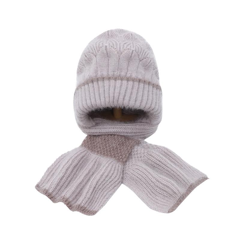 New Wool Hat Women's Autumn and Winter Fleece Thickened Scarf Integrated Snow Hat Squirrel Fleece Warm Internet Celebrity Hat