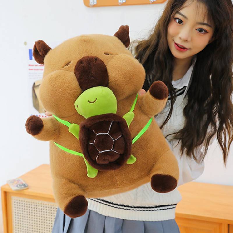 Capybara Toy Plush Turtle Backpack  Doll Childrens Birthday Gift Comfortable