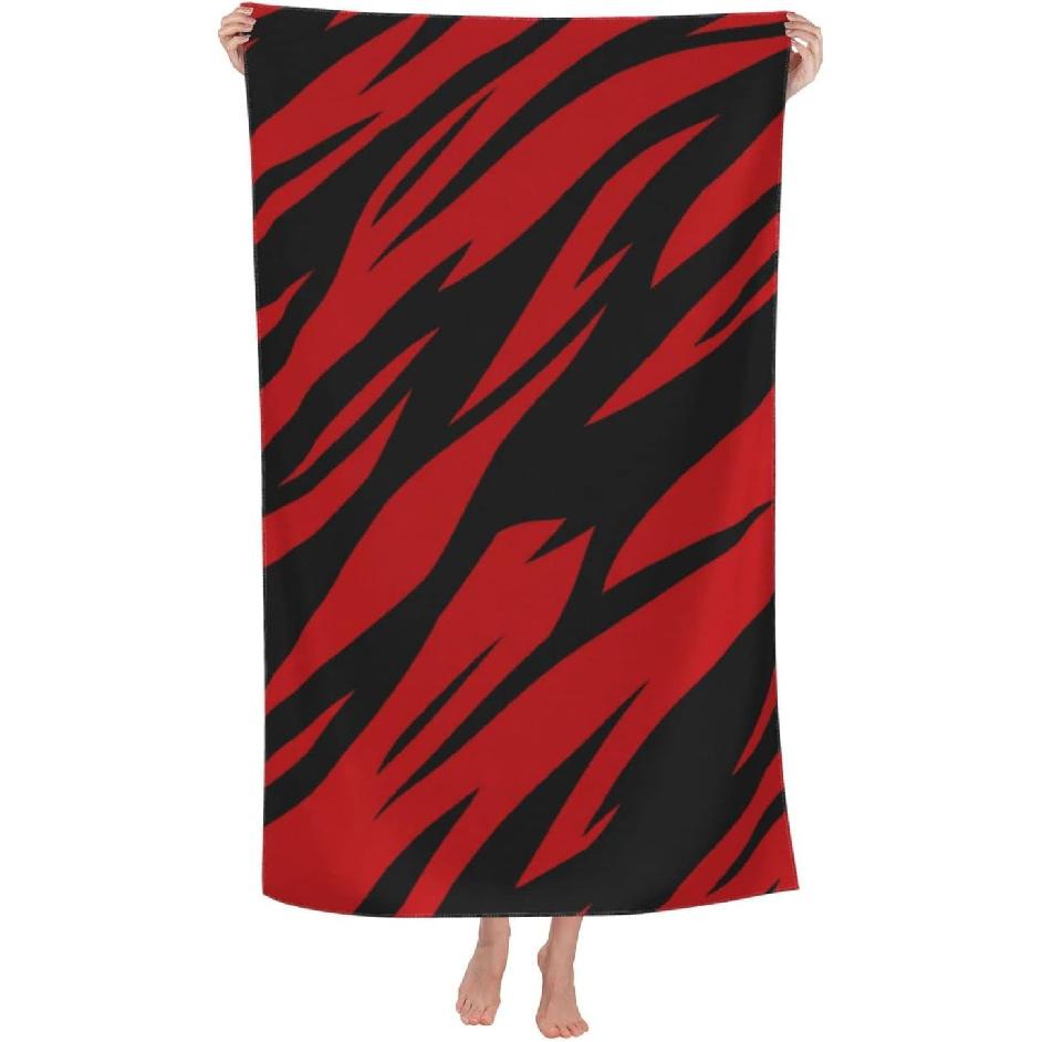 Paski Tygrysa czerwone i czarne Ręczniki plażowe Duże Miękkie Bardzo chłonne Szybkoschnące Ręczniki kąpielowe Ręczniki basenowe Ręczniki plażowe podróżne dla dzieci i dorosłych