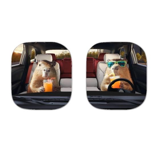 2Pcs Animal Print Car Sun Shade High-Density Aluminum Foil Windshield Sunshade Blocks UV Rays Sun Visor All-Season Protection Vehicle Sun Protector