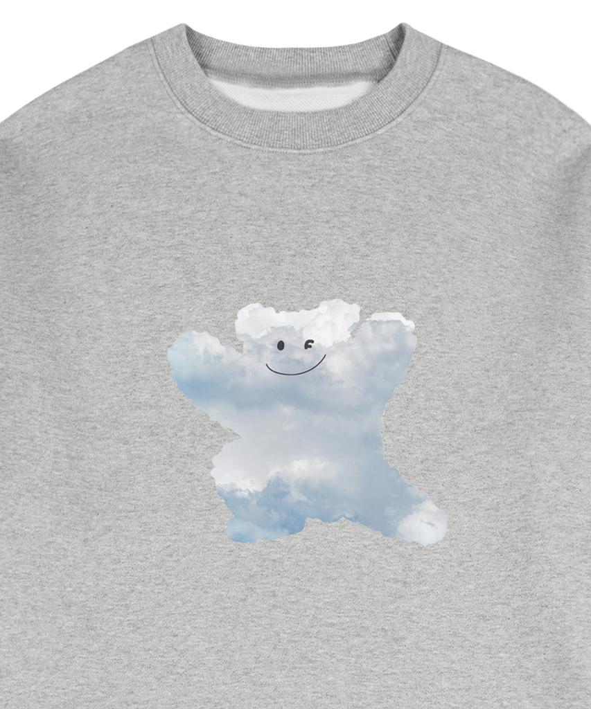 GRAVER [Unisex] Big Cloud Bear Smile Sweatshirt_Gray