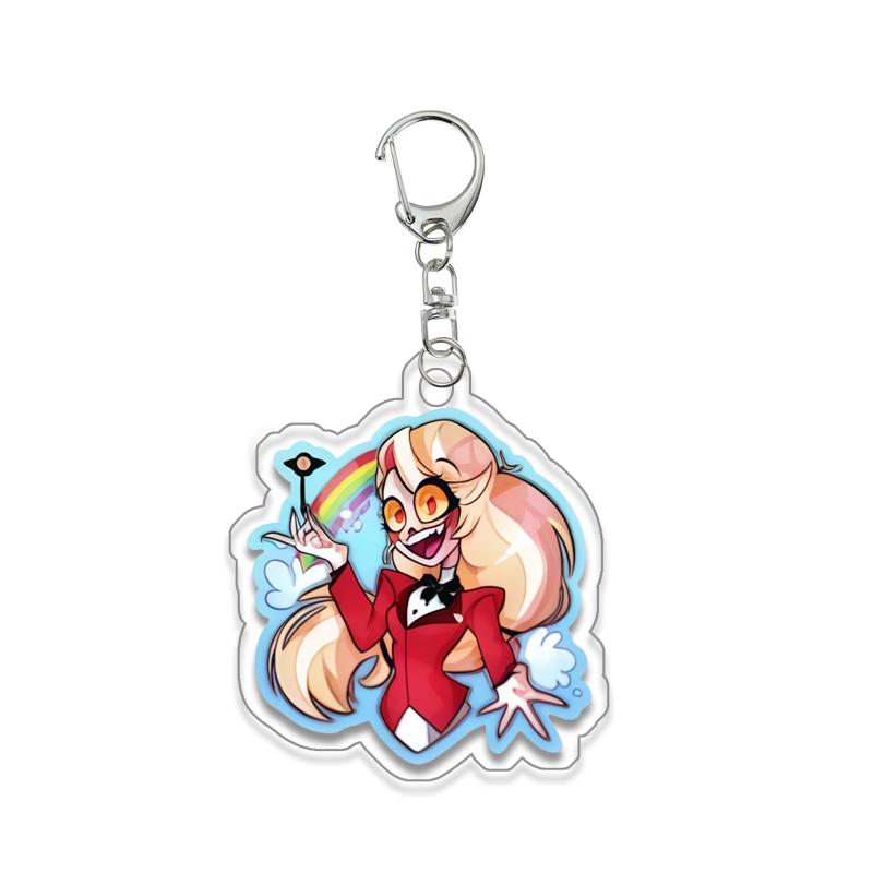 Anime for Hazbin Hotel Angel Dust Alastor Husk Charlie Morningstar Vaggie Acrylic Keychain Backpack Pendant Key Ring Decoration