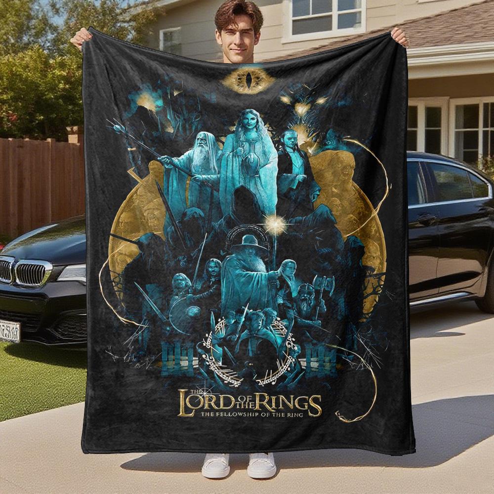1pc Lord of the Rings Fellowship Ring - Throw Blanket, Soft, Flannel Blankets, Living Room, All Seasons Use-1021072