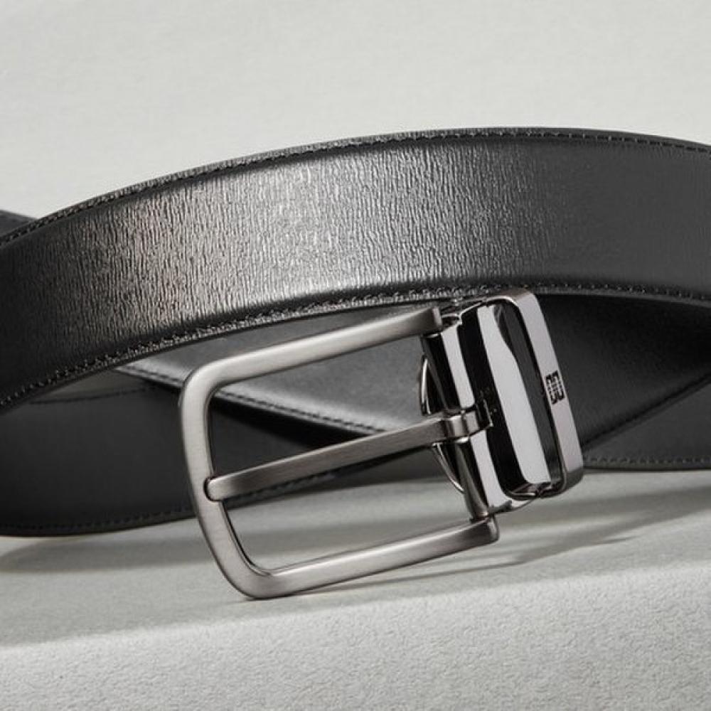 Daks Black Buckle Dd Logo Embossed Leather Belt Dbbe6f048bk Single option