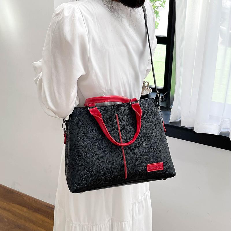 Handbag Outdoor Crossbody Large Capacity Viral Same Style Embossed Shoulder Bag Women Bag PU Soft Leather Texture