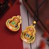 Ancient Sand Gold Enamel Filigree Rotating Gourd Pendant Necklace with Light Luxury Design