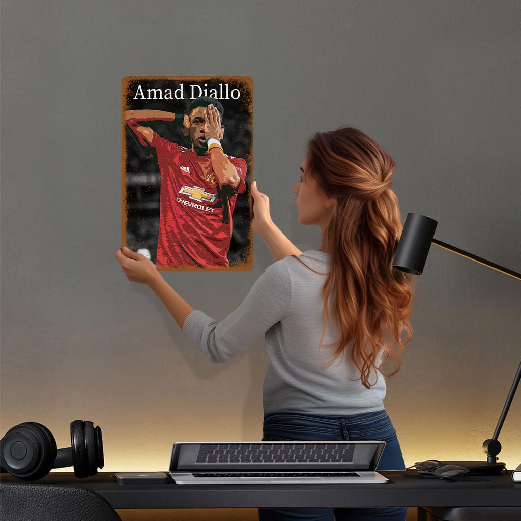 Amad Diallo Manchester United Tinplate Signs Sport Poster Pictures Wall Decor Custom Metal Sign for Wall Art Decoration Bar Room