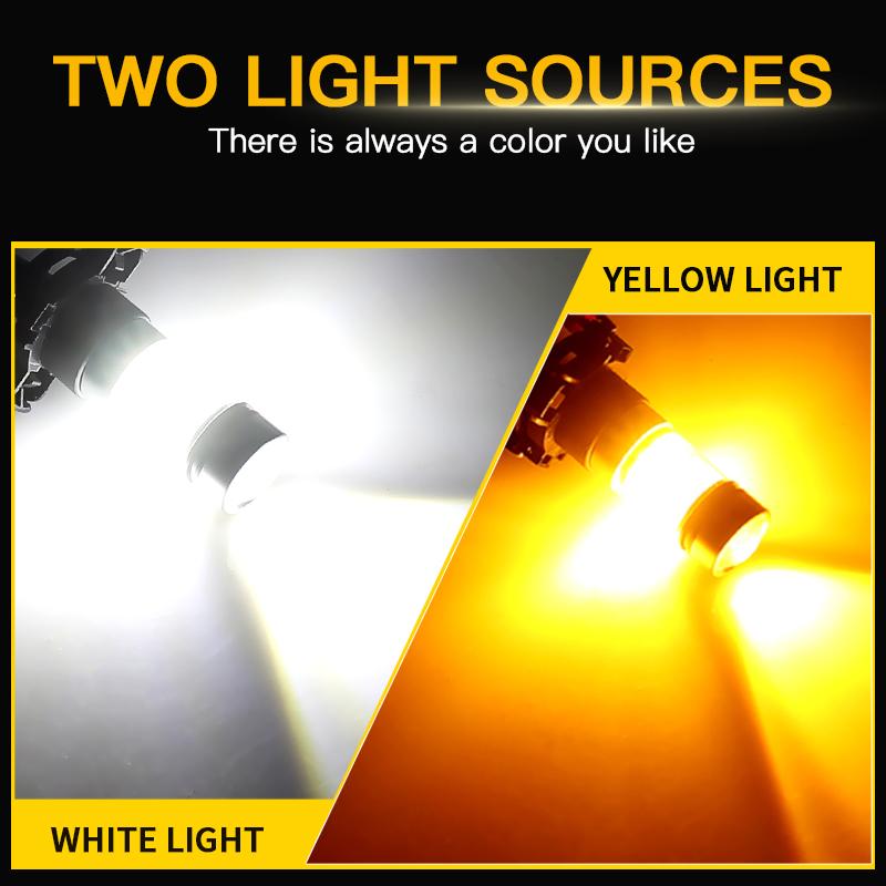 2PCS H16(EU) 5202 5201 PS24W LED Fog Light Bulbs For Peugeot 208 2012-2019 Amber/White Signal Turn Day Driving Running HeadLamp