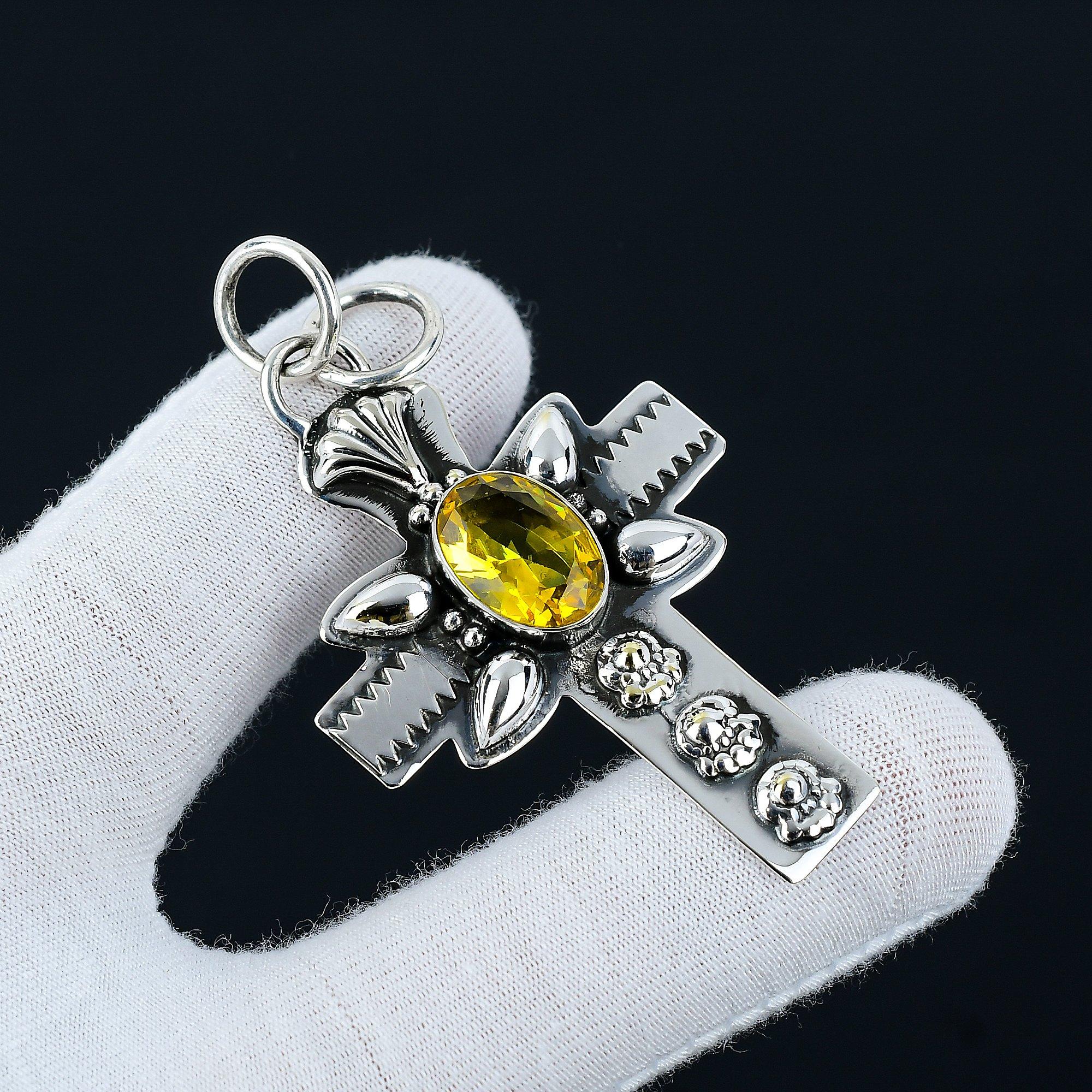 

Підвіска з цитрину, підвіска з цитрину 925 проби, намисто з ювелірних виробів із цитрину, подарунки до Дня святого Валентина, подарунок для неї до Дня матері 2.55 жовтий