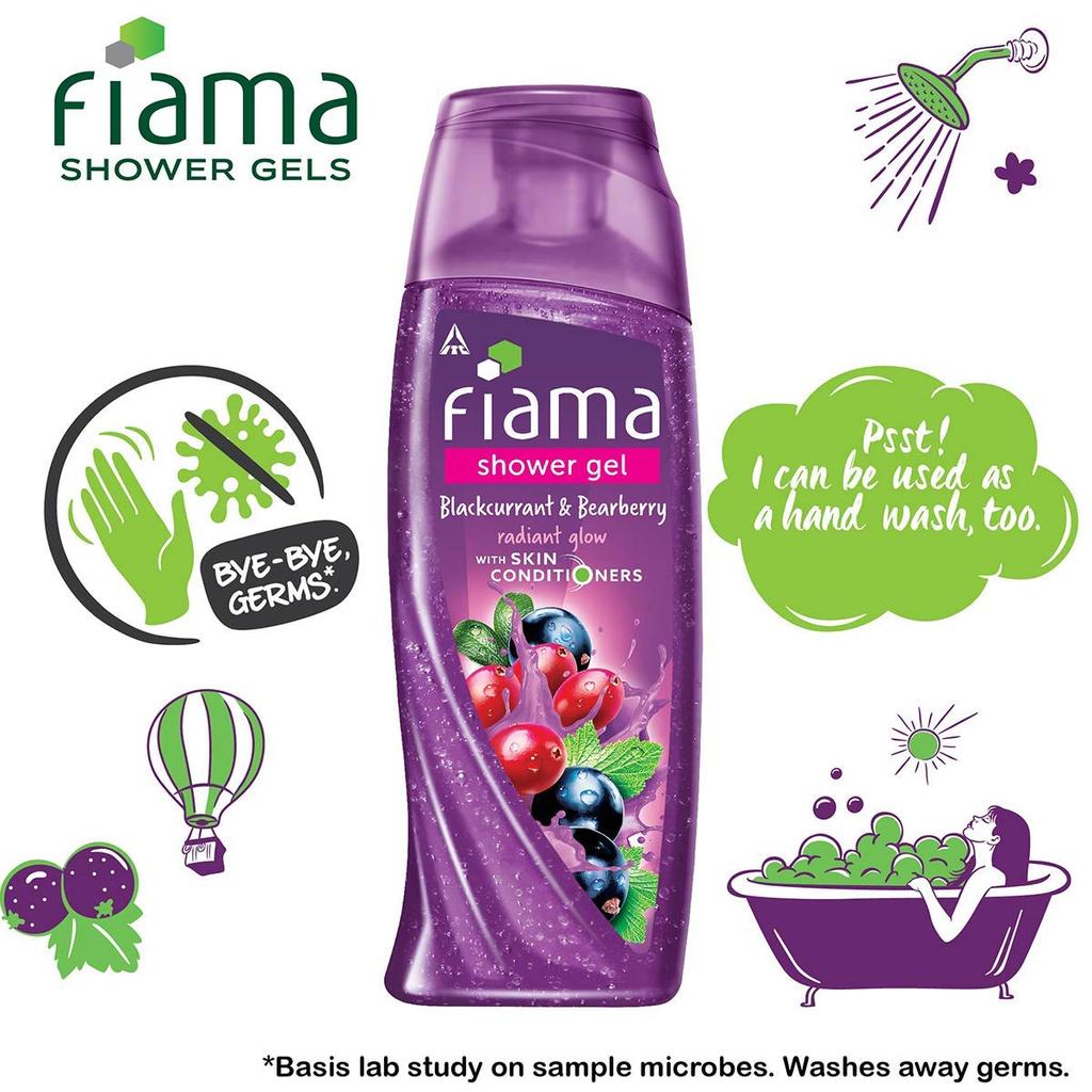 Fiama Shower Gel Blackcurrant & Bearberry Body Wash With Skin Conditioners For Radiant Glow, 250ml Bottle