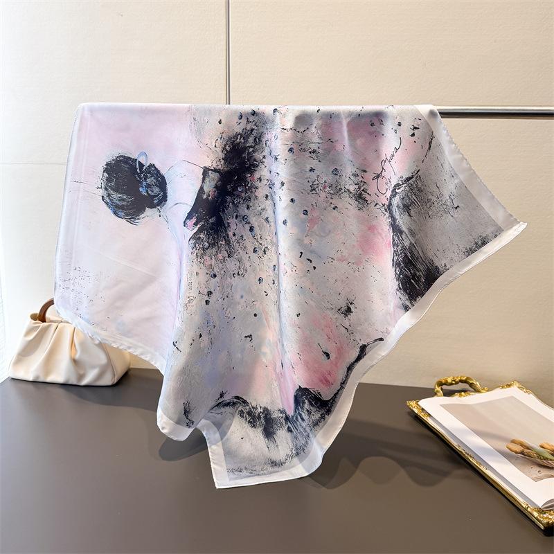 

Luxury Fashion 70cm Square Scarves Women s Silk Scarf Spring and Summer Bandana Small Neckties Hairbands Foulard Shawl 70x70cm