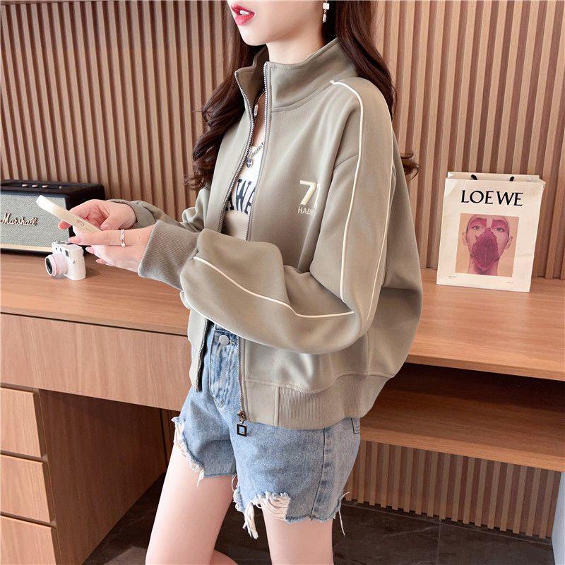 

2025 Retro Letter Women s Slimming Baseball Jacket - Short, Versatile, Casual Top for Spring/Autumn L [Recommended 110-130]