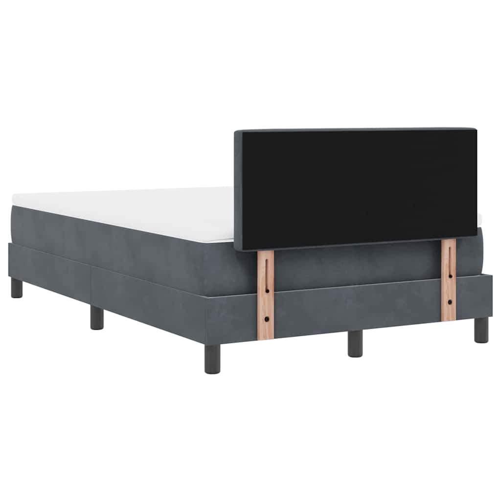Box Spring Bed with Mattress Dark Gray 120 x 190 cm Velvet