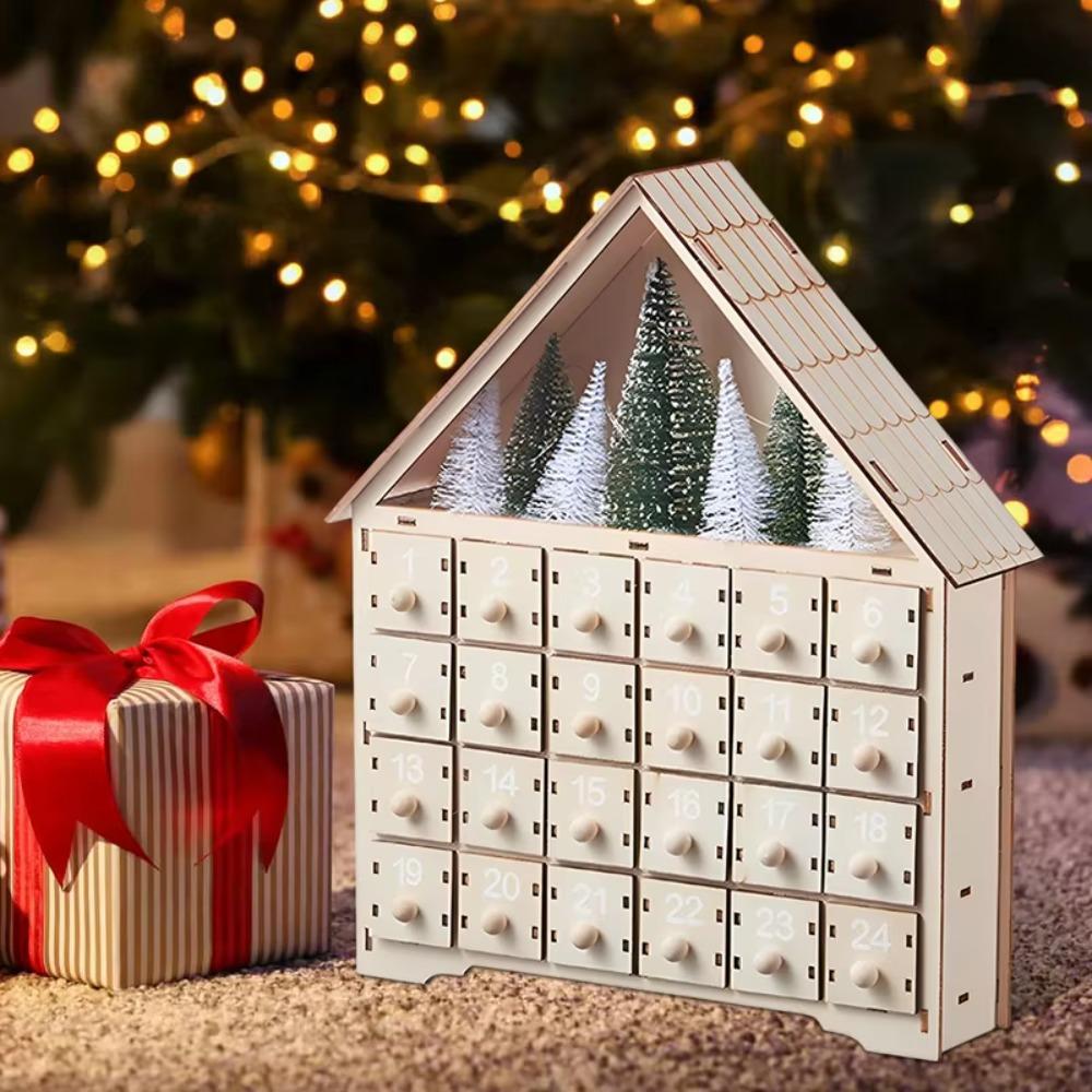 

с 24 пустыми ящиками Рождественский адвент-календарь в форме домика Рождественские настольные украшения Подарок Style C