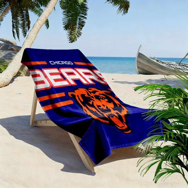 Chicago Bears Print Beach Towel, Large Soft Quick Dry Towel for Beach Camping Swimming