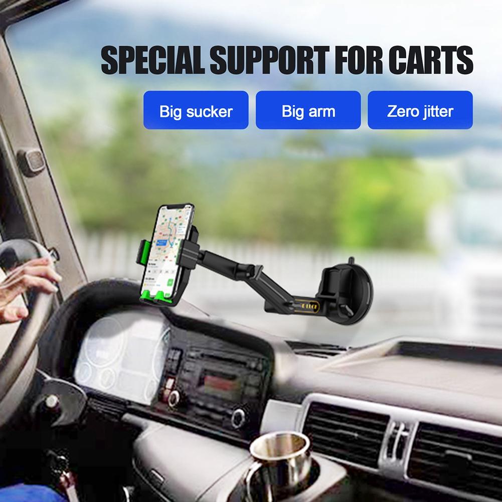 Dashboard GPS Phone Car Mount Adjustable Arm Universal Windshield Phone Holder for 4-7.2 Inches Smartphones