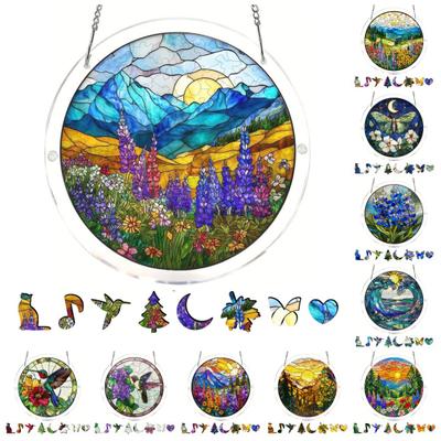 Kit Suncatcher Puzzle Acrilico, Ornamento da Appendere alla Finestra Fai da Te in Stile Vetro Colorato per Decorazione Casa, Regalo per Donne Uomini Mamma