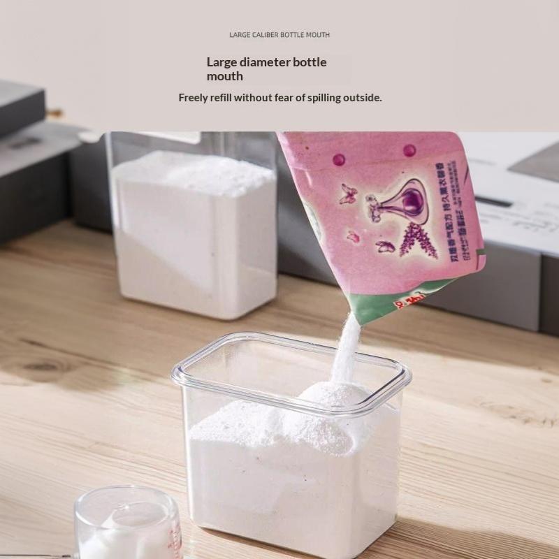 Airtight Laundry Detergent Dispenser Easy to Clean Clear Washing Powder Liquid Holder with Lid for Household Laundry Organization