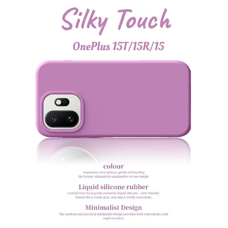 Macaron Color Real Liquid Silicone Shockproof Soft Case For Oneplus 15T 15R 15 13T 13/12R 5G Skin Fleece Anti-fingerprint Cover