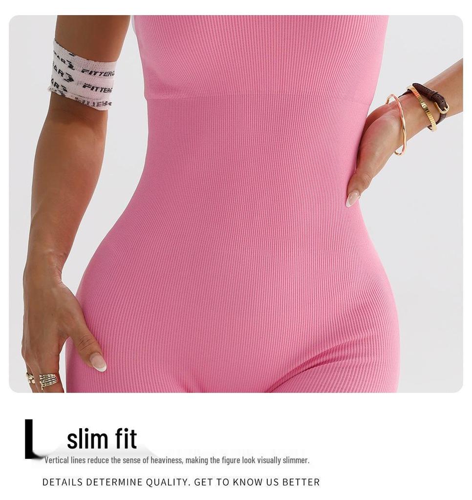 Ribbed Sleeveless Quick-Dry Yoga Bodysuit