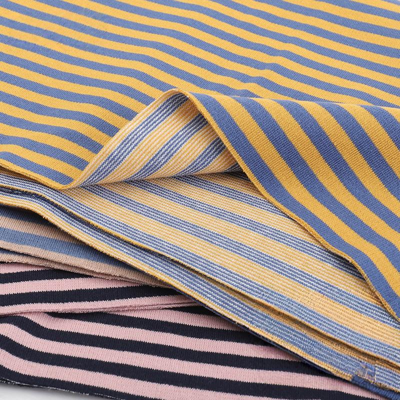 Rainbow Striped Cotton Elastic Knitted French Terry Fabric DIY For Sewing Hoodie Jacket Shirt Tissus By The Half Meter 610g/m