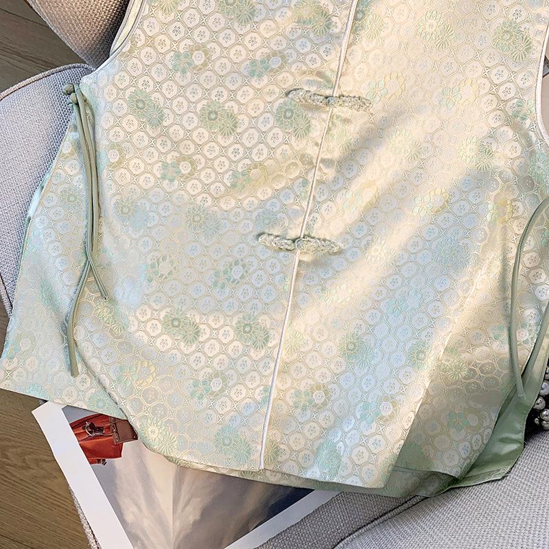 2025 Women's High-End Retro Jacquard Tang Style Sleeveless Vest