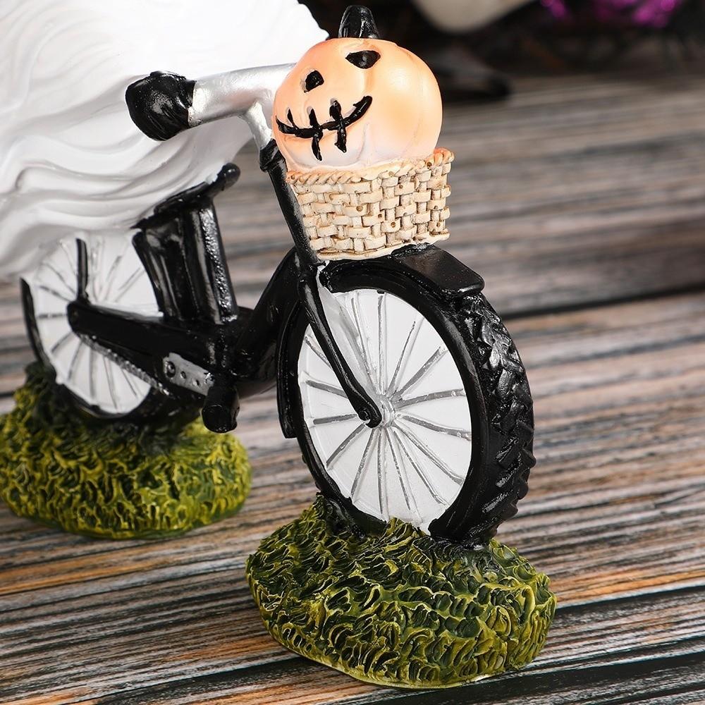 Cartoon Ghost Figurines Ornament Funny Ghost Statue Unique Ghost Bike Rider  Halloween