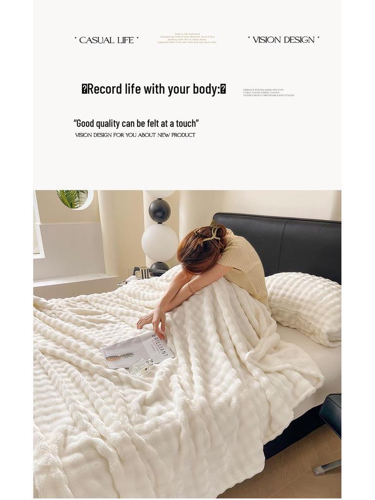 Verdickte Korallenfleece Kaninchen Plüschdecke für Bett und Büro