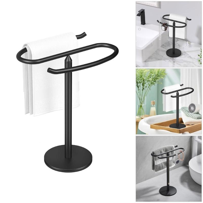 Towel Stand S Shaped Bath Towel Rack with Nonslip Base Countertop Jewelry Towel Holder for Bathroom & Kitchen Use