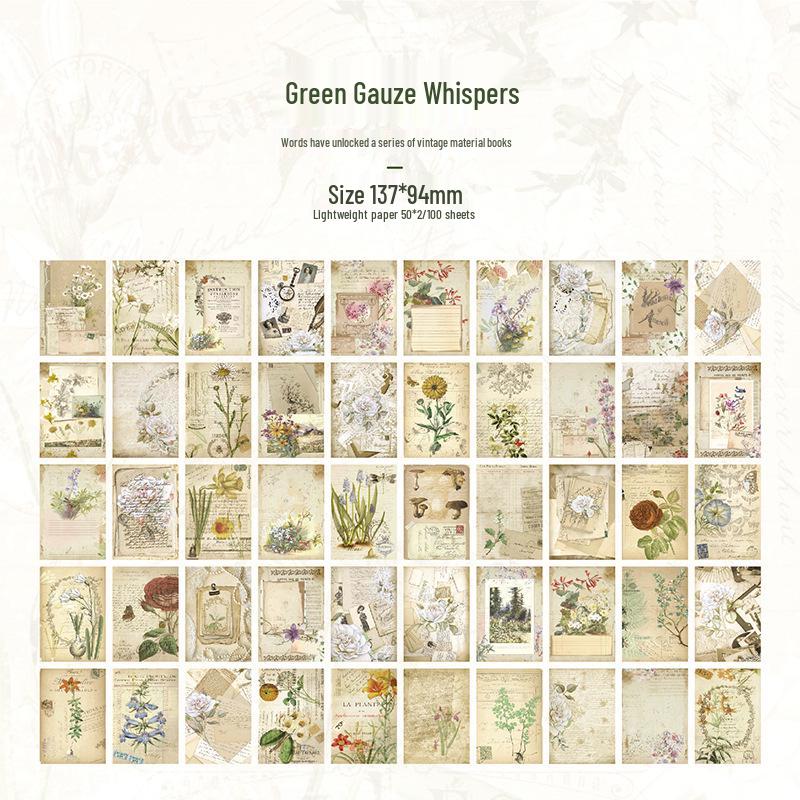 Rose Theme Journal Decor: Unravel a Rose Series Material Paper, 100 Sheets