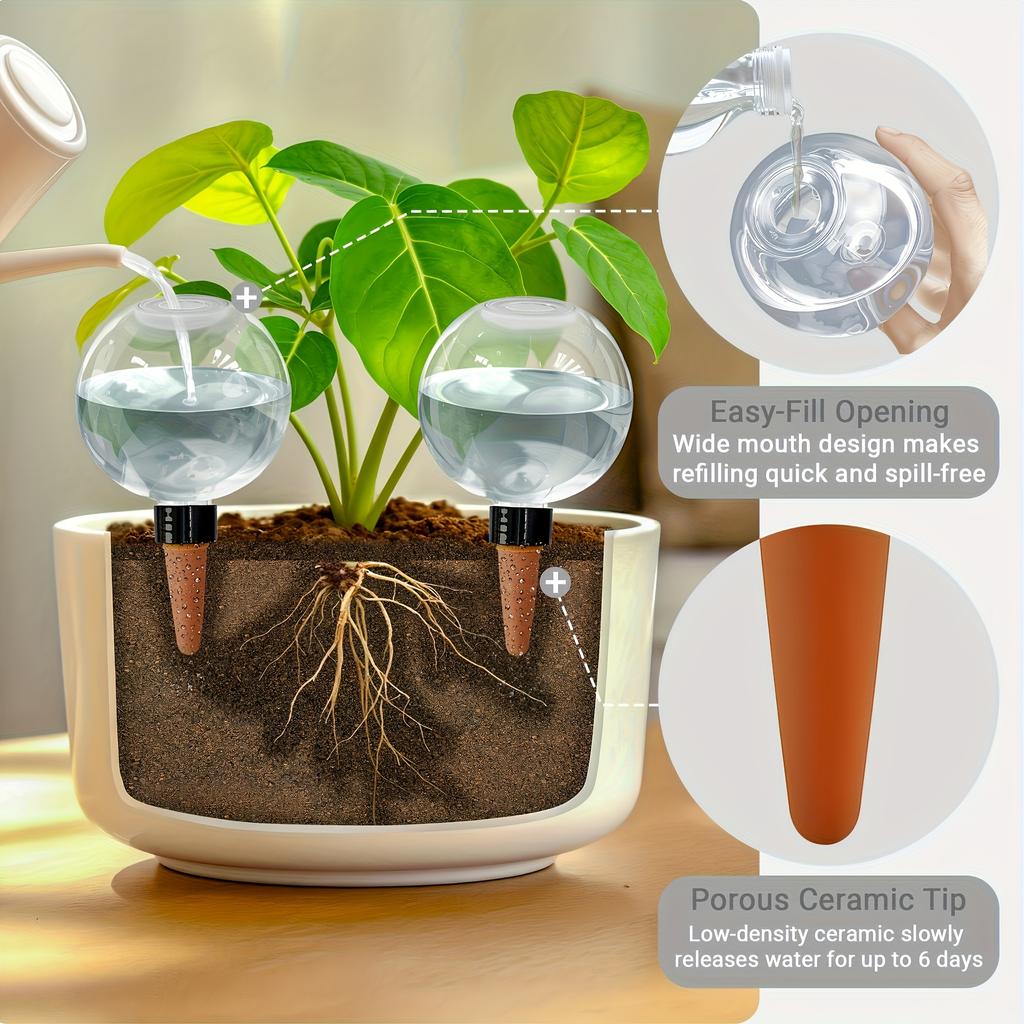 8Pcs Automatic Watering Balls, No Batteries Required, Large Size, Made Of Plastic, Suitable For Both Indoor And Outdoor Use. Self-Watering Balls