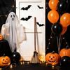 Spooky Secret Room Props Electric Broom Toy, with Touch Activated Swinging Prop, Retro Outdoor Yard Halloween Ornament Straw Witch Broom, for