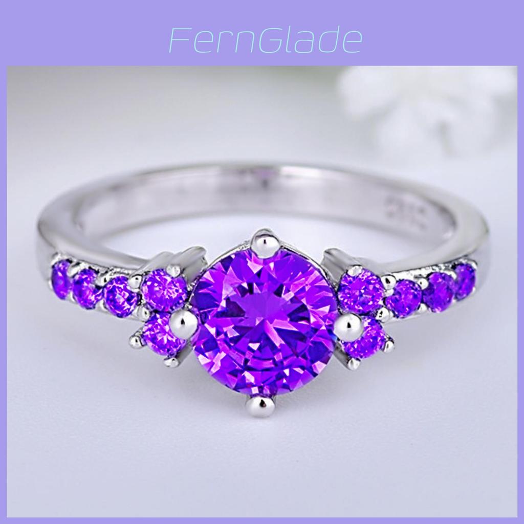 Elegant Purple Gemstone Ring For Women And Men Stylish Geometric Design