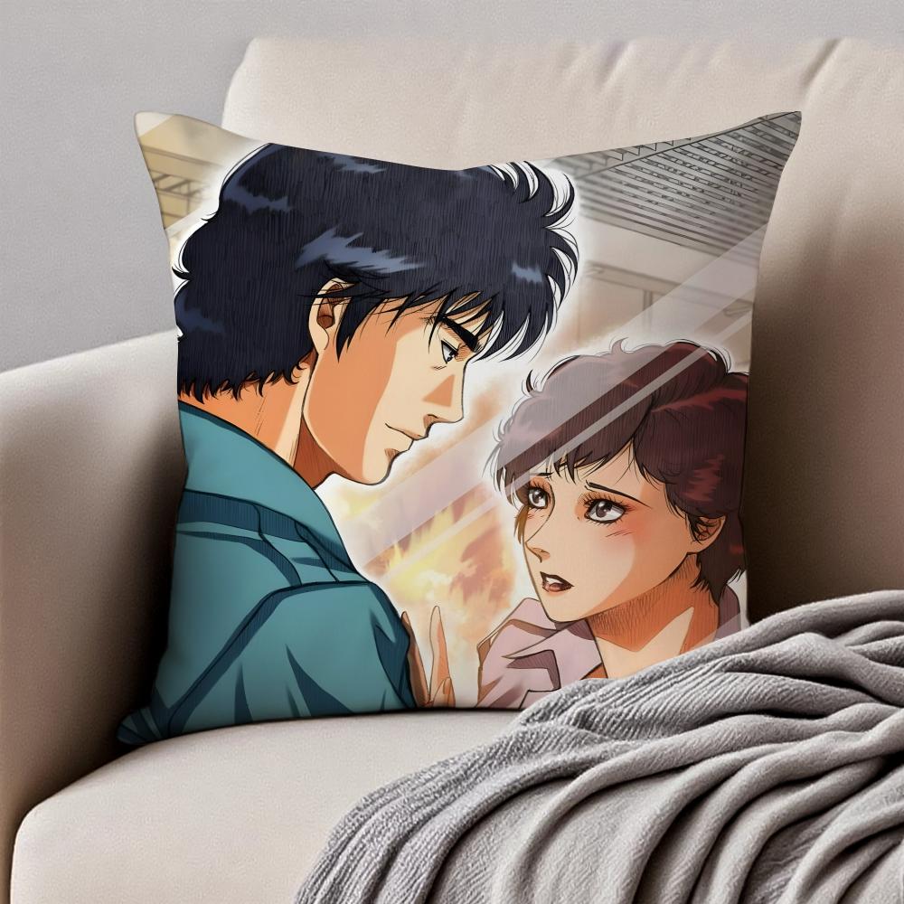 Fashion CCity Hunter SShinjuku Private Eyes Cushion Cover Pillowcase Antidustmite Invisible Zipper Short Plush Sofa Cushion