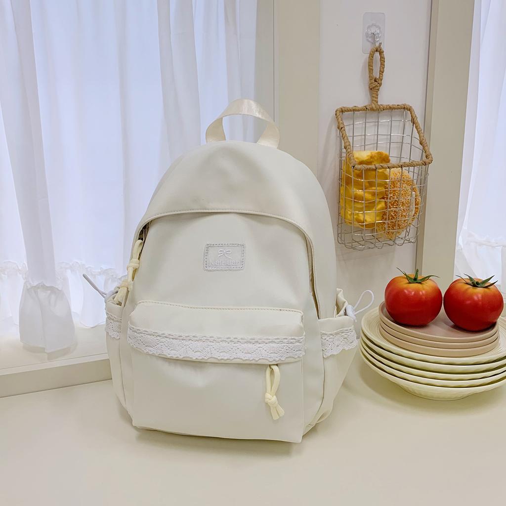 Schoolbag Korean Ins Personality Gentle Lace Junior High School Backpack Large Capacity Middle School School Bag Women's Backpack