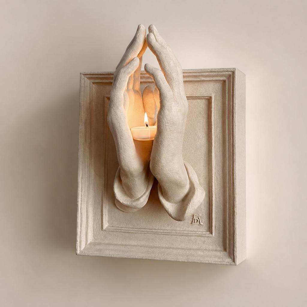Praying Hands Candle Holder Versatile Table Ornament Religious for Entryways