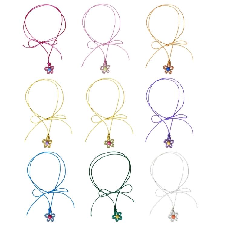 Colorful Flower Choker Necklace Elegant Hollow Floral Collar Necklace Party
