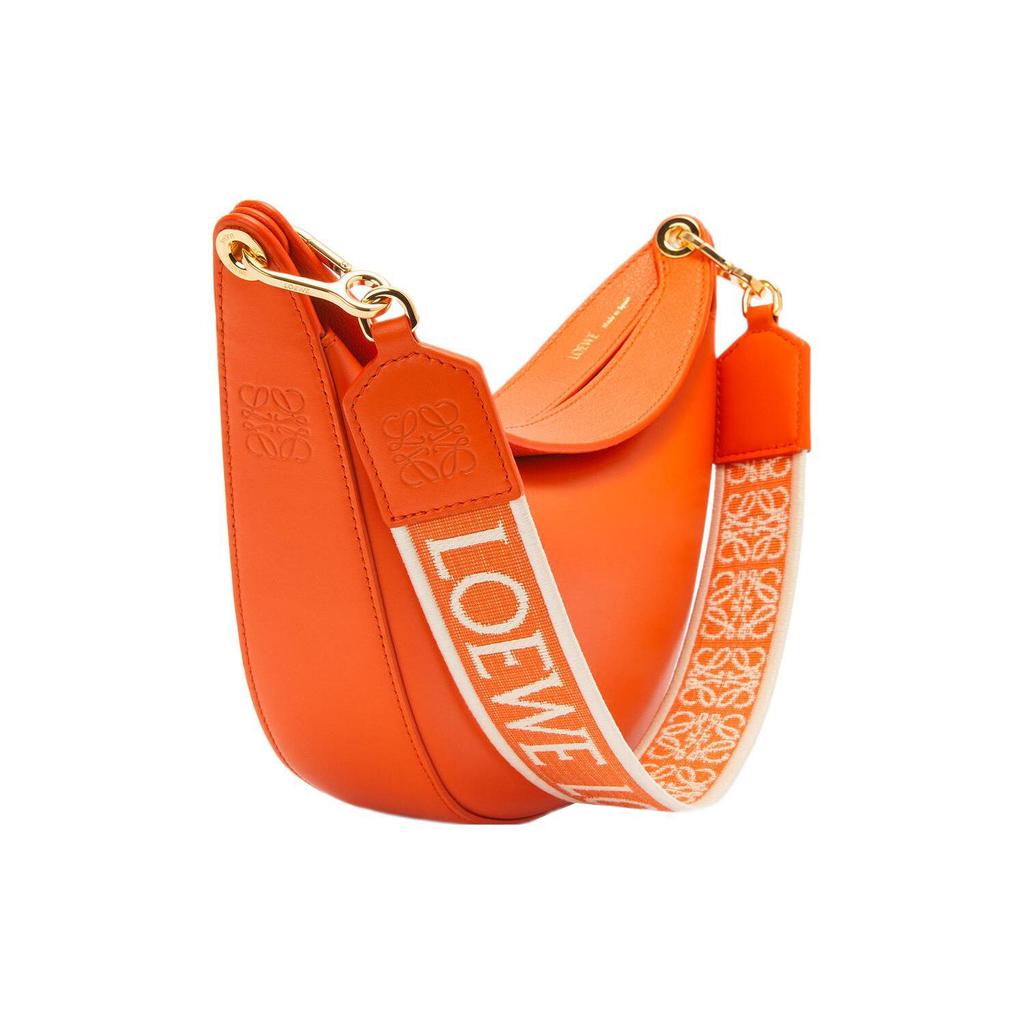 Loewe Removable Shoulder Strap Half-Moon Satin Leather Shoulder Tote Bag Small Women handbags Orange A923PM1X01-9100