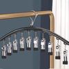 1 Stainless Steel Clothes Rack with 10 Clips for Drying Bottoms, Socks, Scarves and Belts for Home Organization for Bathroom, Bedroom, Wardrobe
