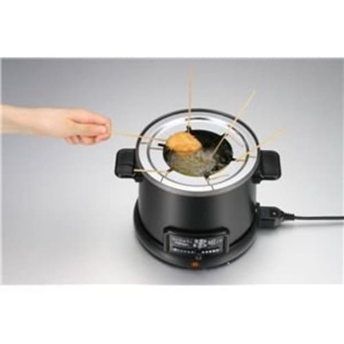 Electric Tabletop Fryer/Tempura Pot with Detachable Skewer Rings, "Honwa Cafe," Made in Japan