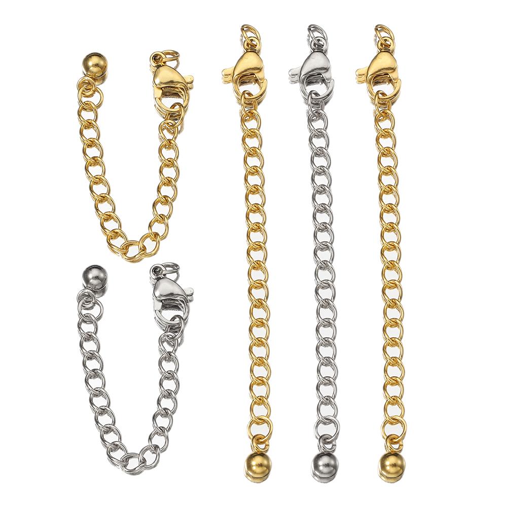 No Fade 10pcs 5pcs Stainless Steel Extension Chain Extended Connector Ball Tail Chain for Bracelet Necklace Jewelry Making DIY