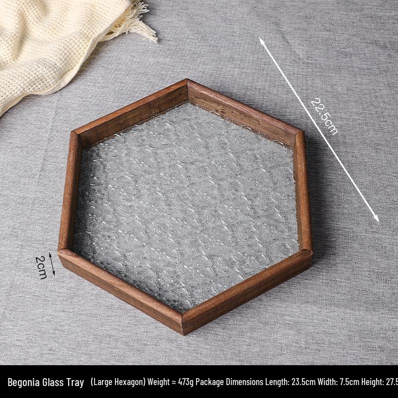 Nordic Wooden Begonia Glass Jewelry Storage Box Ornament