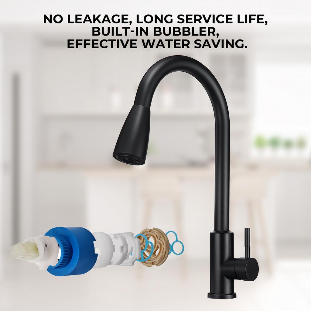 

New Pull Out Kitchen Faucet Single Handle Kitchen Tap Single Hole 360 Rotation Swivel Sprayer Water Mixer Tap Cold And Hot Black