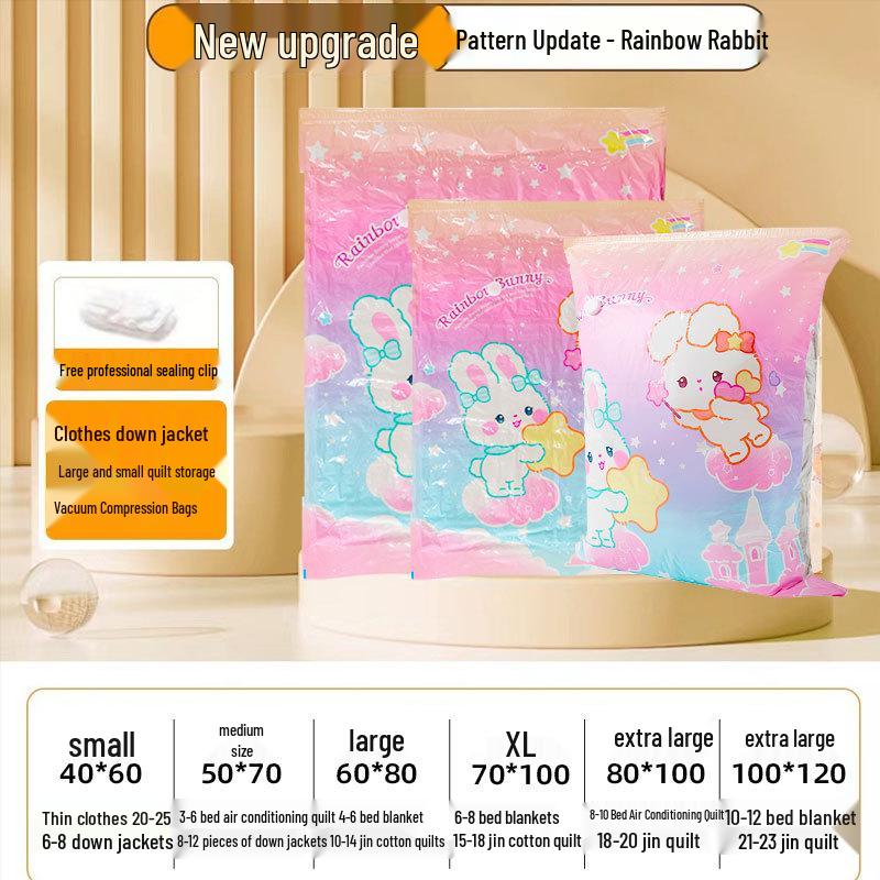 Transparent Vacuum Compression Bag for Quilt and Clothing Storage with Printable Patterns