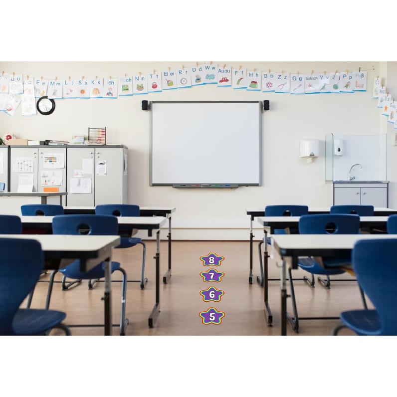 WaaHome Line Up Spots for Classroom Floor - Floor Number Stickers 1-30 for Classroom Lining 4" Removable Vinyl Line Up Stickers Dots Decals for