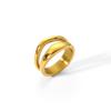 Geometric Titanium Steel Open Ring With Diamond Embellishments For Women