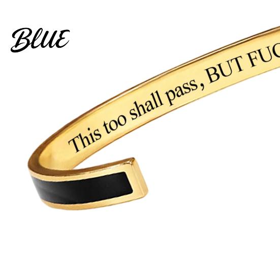 Adjustable Open Cuff This Too Shall Pass Mantra Bracelet Engraved Motivational Inspirational Bracelet Bangle Hidden Information Encouragement Jewelry